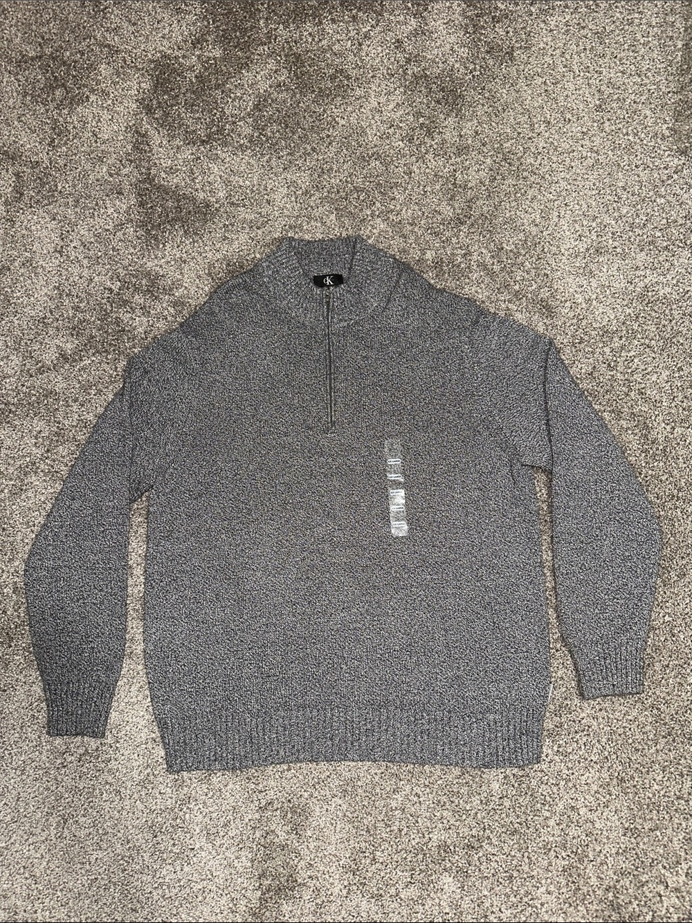 Calvin Klein Men's Gray Half-Zip Knit Sweater